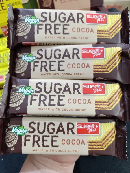 4قطع ويفر sweet plus بحشوة الكاكاو بدون سكر مضاف 24غم