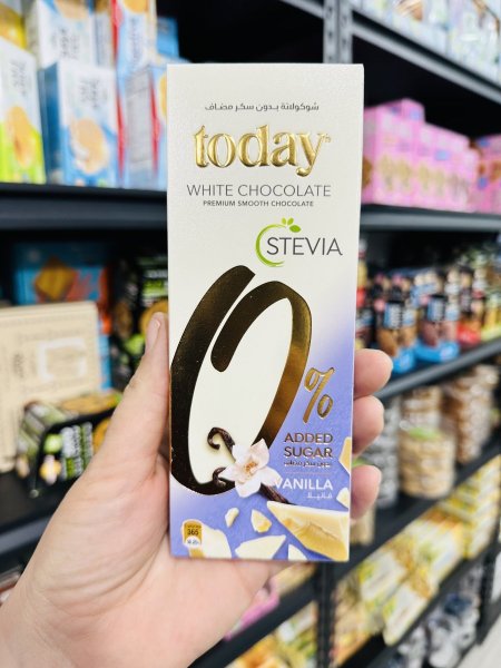 شوكلاته حليب بطعم الفانيلا بالستيفيا بدون سكر مضاف