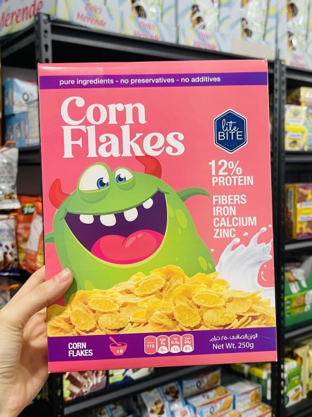 كورن فلكس رقائق الذره عالي بالبروتين بدون سكر مضاف250غم